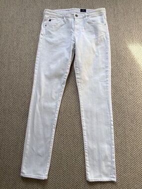 AG Adriana Goldschmied White Denim Cigarette Jeans Size 29